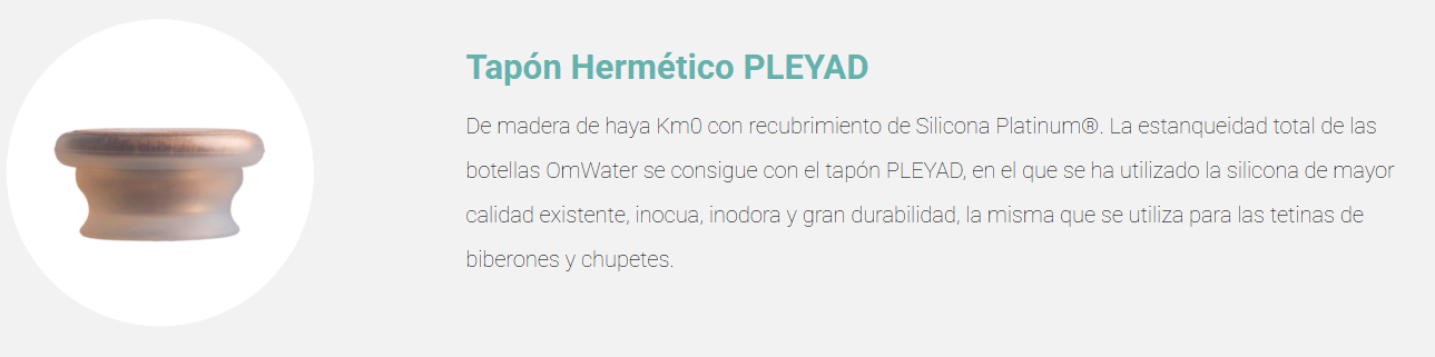 botellas OM WATER tapón hermético pleyad