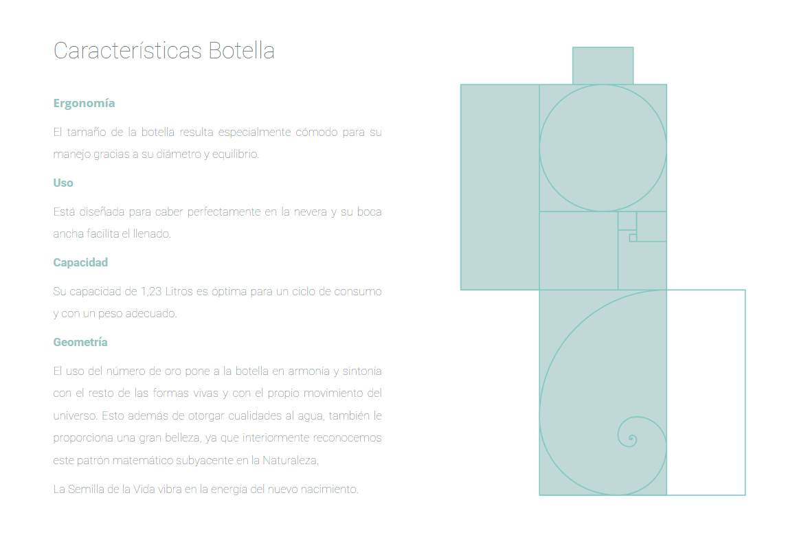 OM WATER botellas estructura aurea